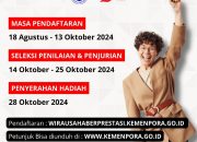 Apresiasi Wirausaha Muda Pemula Berprestasi 2024, Kemenpora Ajak Wiramuda Daftar Hingga 13 Oktober